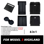 TEKSY For Tesla New Model 3 HIGHLAND 2025 2026 Center Console Storage Armrest Storage Box Upper&Lower Flocking Accessories New