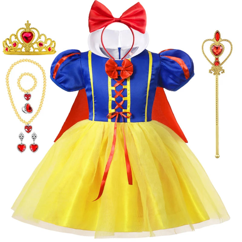Kids Snow White Princess Costume Dress with Cape