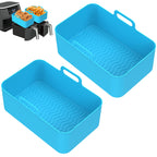 2Pcs Air Fryer Silicone Pot Air Fryer Liner Heat Resistant Air Fryer Silicone Basket Rectangle Baking Pan for Oven Microwave