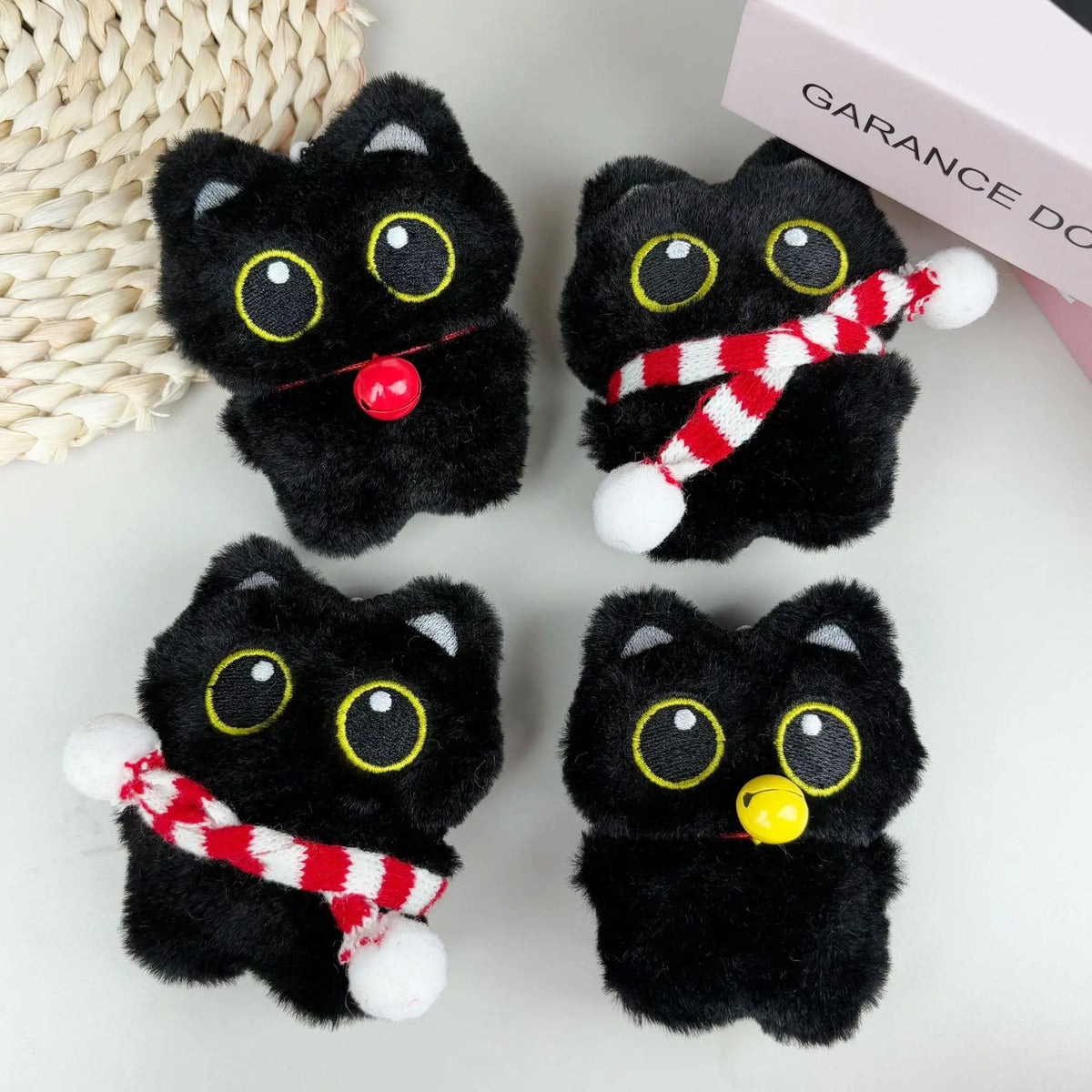 Assorted Black Cat Plush Keychain Cute Bag Charm