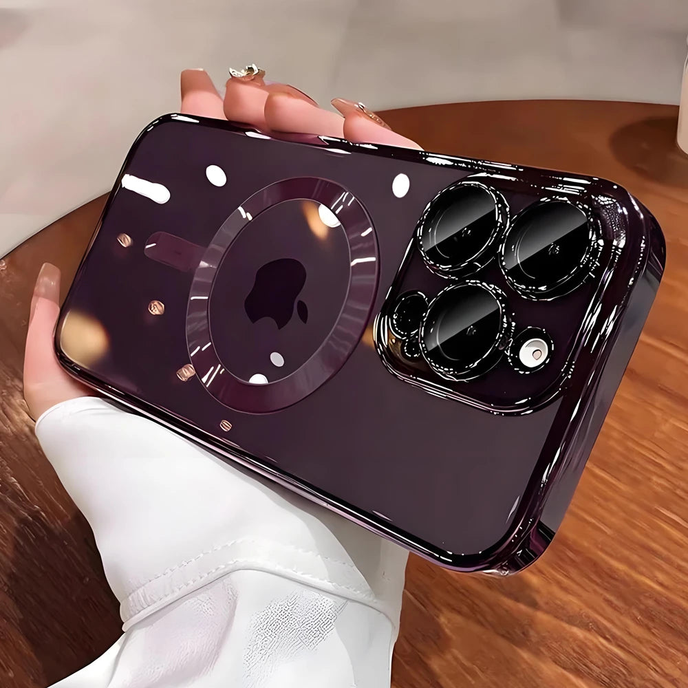 Magnetic Plating Camera Lens Protection Case For iPhone 17 16 15 14 13 12 11 18 Pro Max Case for Magsafe Wireless Charge Cover