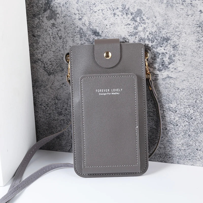 2024 new solid color fashion simple shoulder bag slung mobile phone bag women's driver's license card wallet