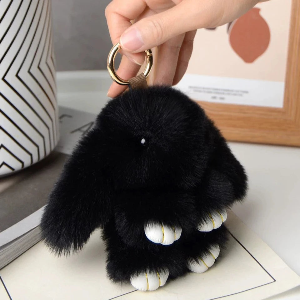 15cm Rabbit Fur Keychain Plush Bag & Car Charm