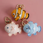 Funny Shrimp Crochet Keychain Cute Ocean Bag Charm
