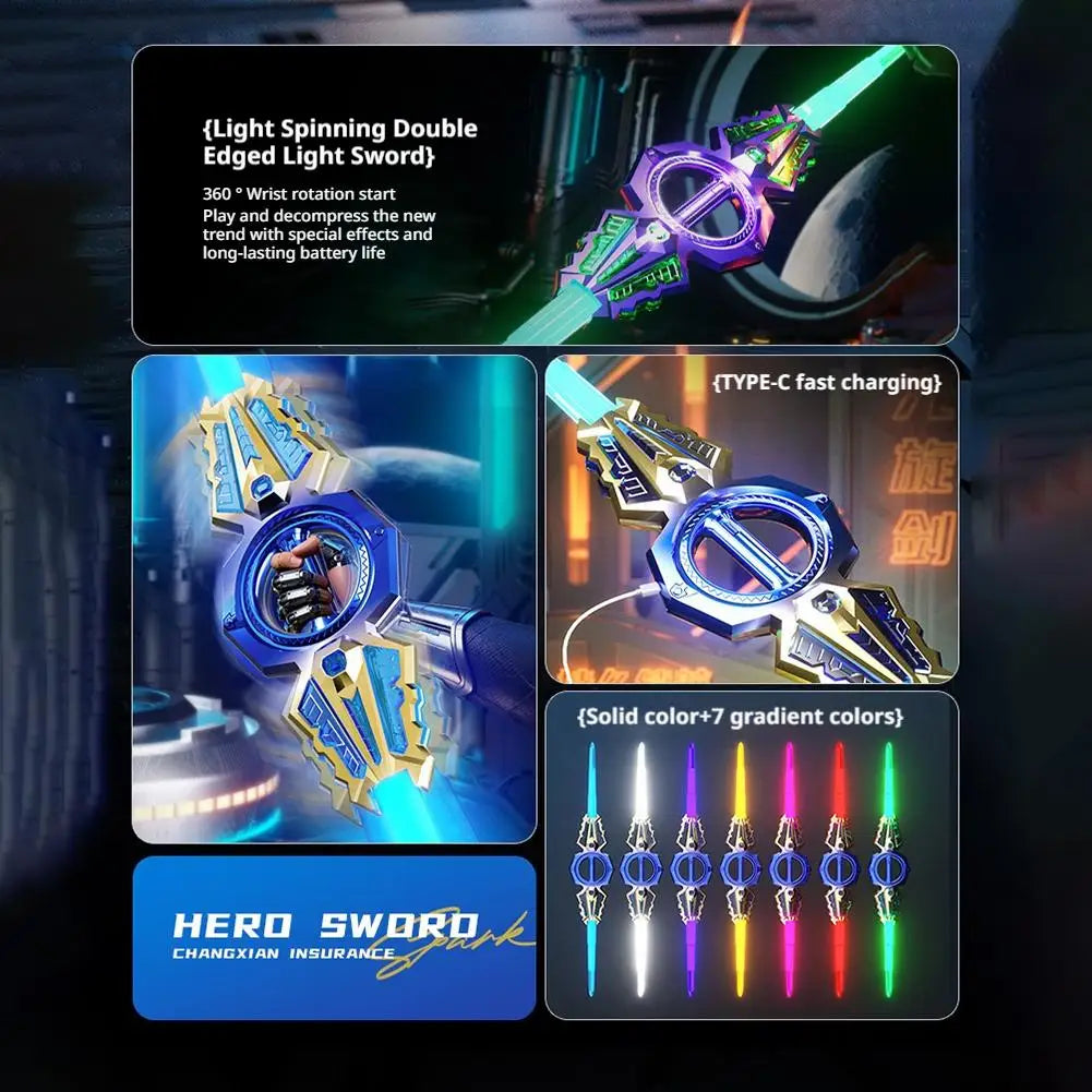 Boys' Toy Retractable Technology Sword Glowing Light Sound Effects Children's Birthday Gift Rotating ABS Plastic Blade Novel Toy