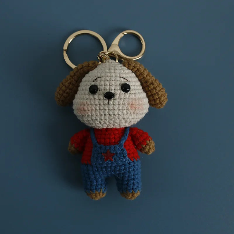 Cute Puppy Crochet Keychain Handmade Dog Bag Charm