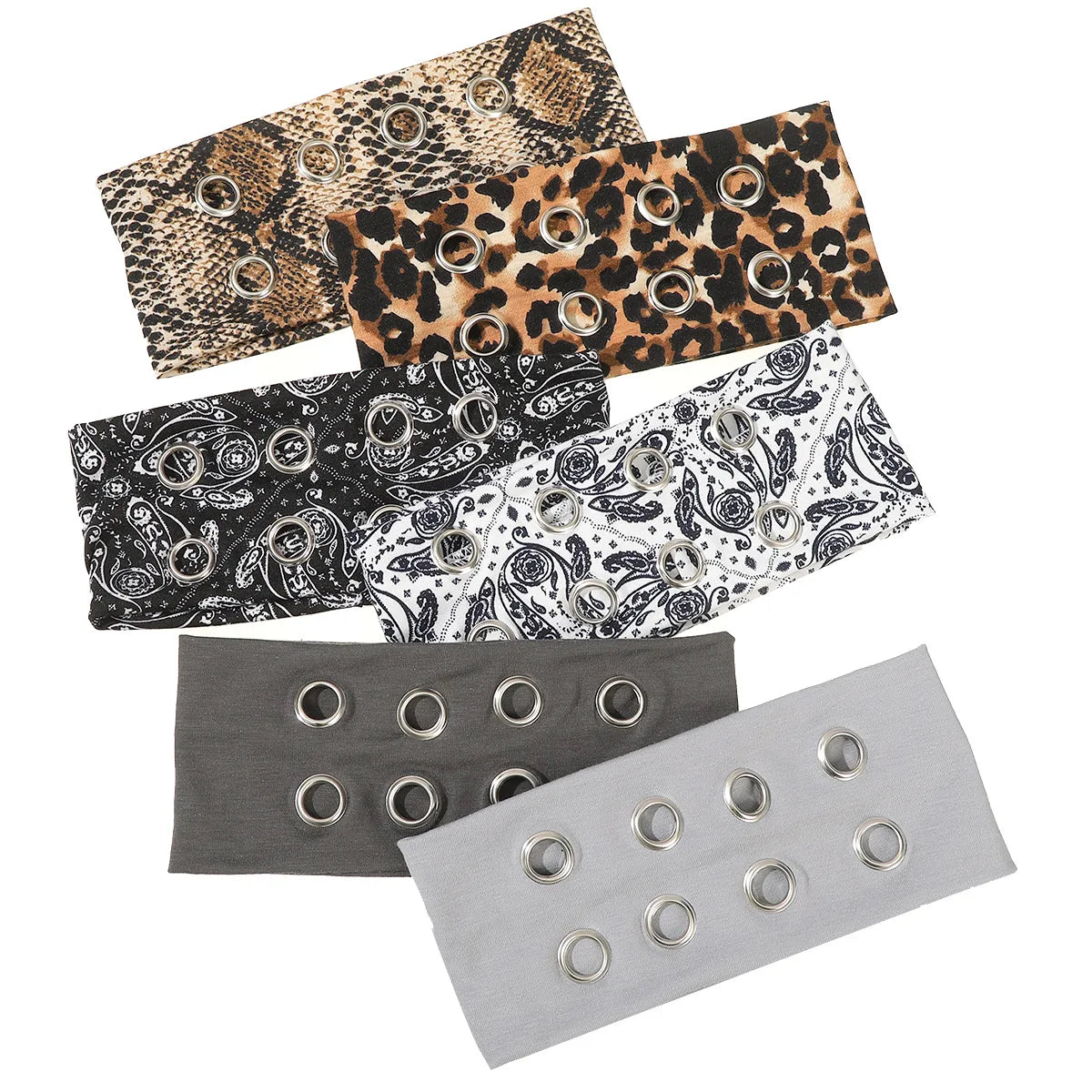Punk Wide Elastic Eyelet Headband for Women