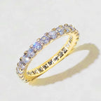 Huitan New Trendy Thin Finger Rings Band with Shiny Cubic Zirconia Simple Stylish Daily Wear Accessories for Women