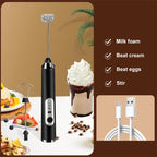 Wireless Electric Milk Frother USB Rechargeable Handheld Coffee Whisk Mixer