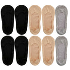 5 Pairs Socks Women's Summer Invisible Short Ankle Foot No-show Low Cut Silicone Non-slip Black Boat Socks