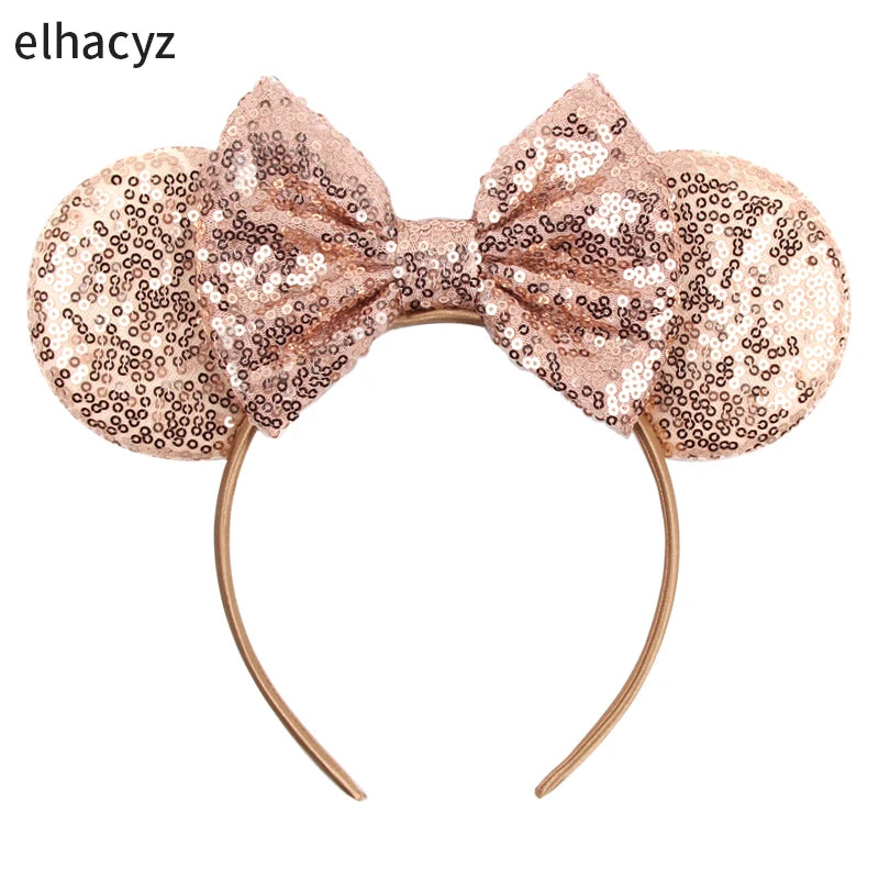 Embroidered Sequin Ears Bow Headband for Women & Girls