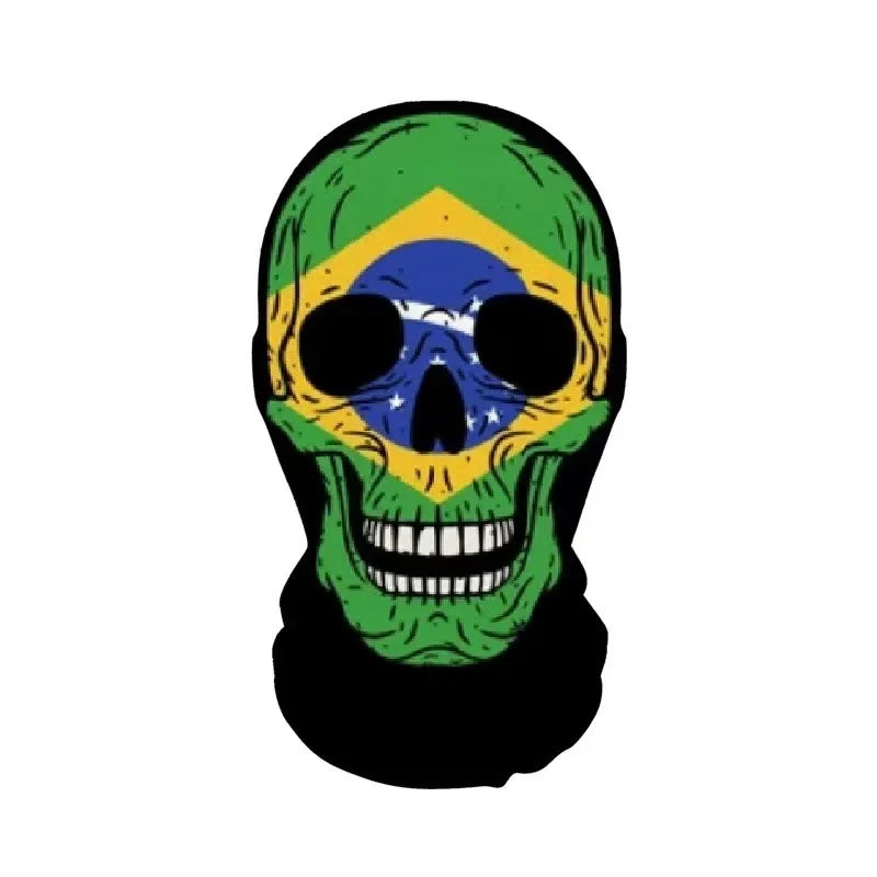 Halloween Skeleton Mask Elastic Mesh Hood Scary Party Cosplay Prop Breathable Face Cover Hood