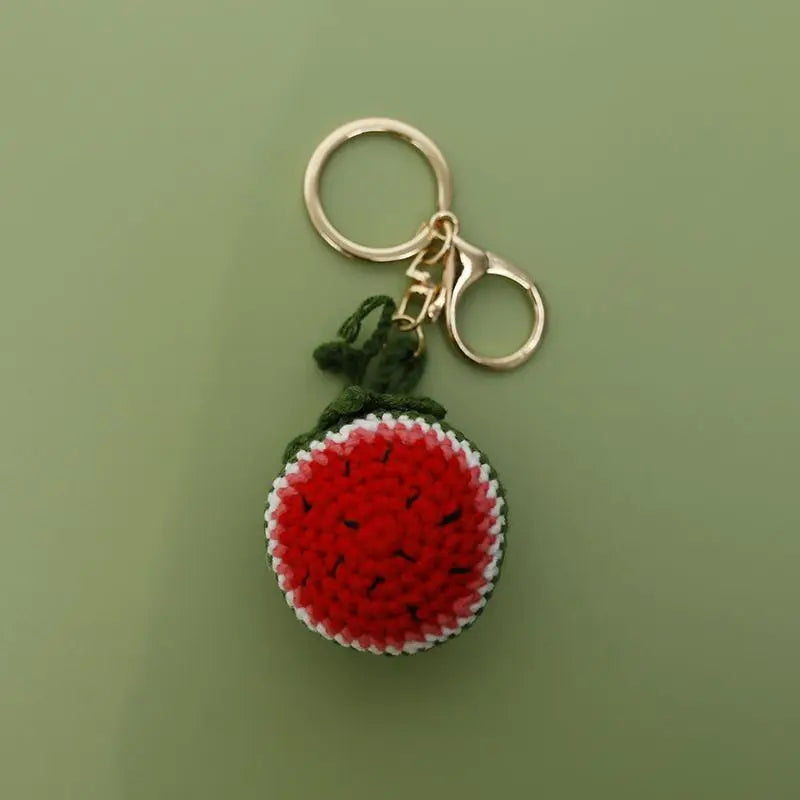 Cute Fruit Crochet Keychain Strawberry Cherry Bag Charm