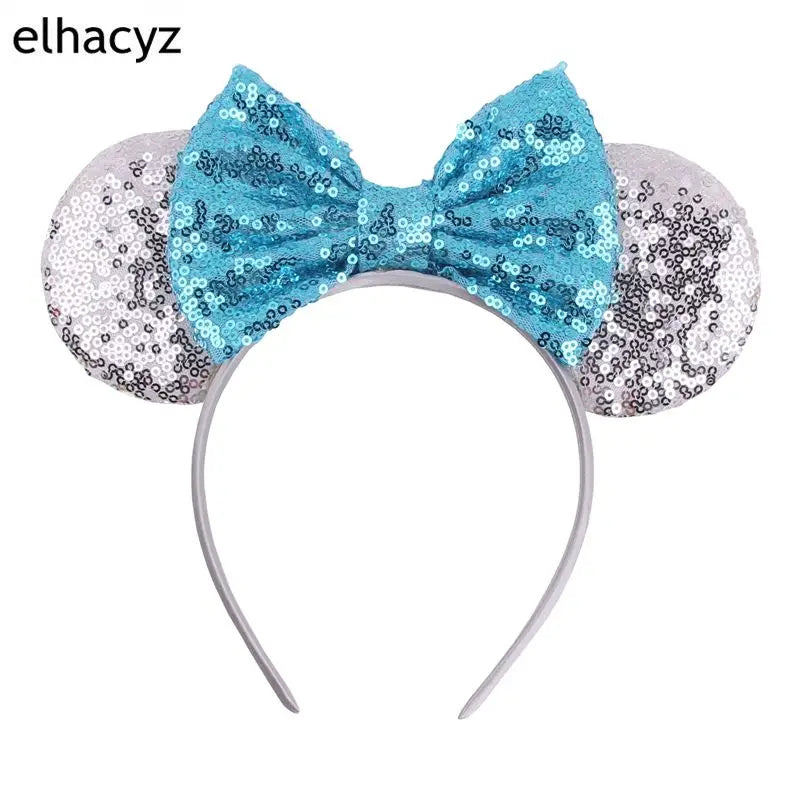 Embroidered Sequin Ears Bow Headband for Women & Girls