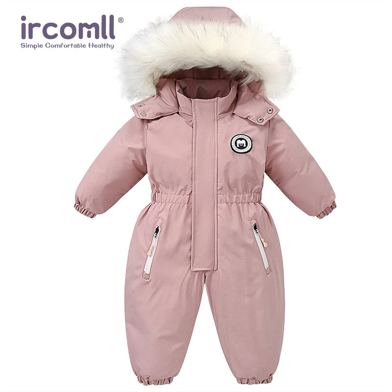Ircomll Kids Boy Girl Winter Snowsuit Plus Velvet Toddler Jacket Clothes For Boy Infant Jumpsuit Hoodied Overalls 2-6Y Outwear