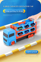 Large Car Transporter Truck with Folding Race Track & Alloy Cars