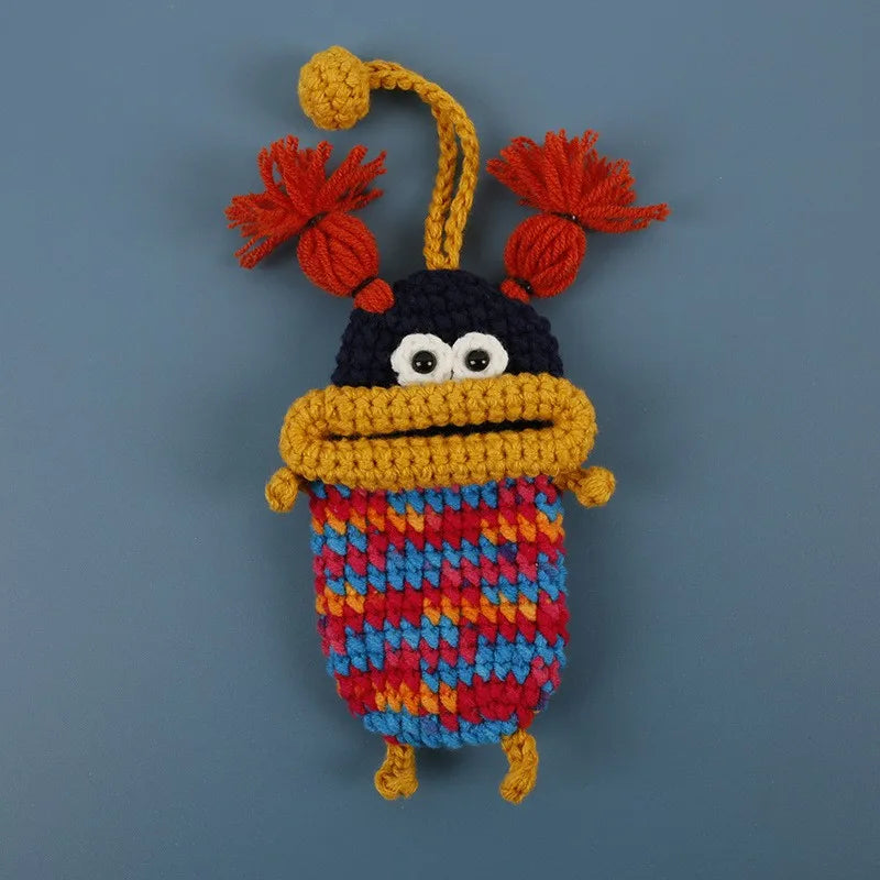Funny Crochet Sausage Mouth Keychain Key Holder Pouch