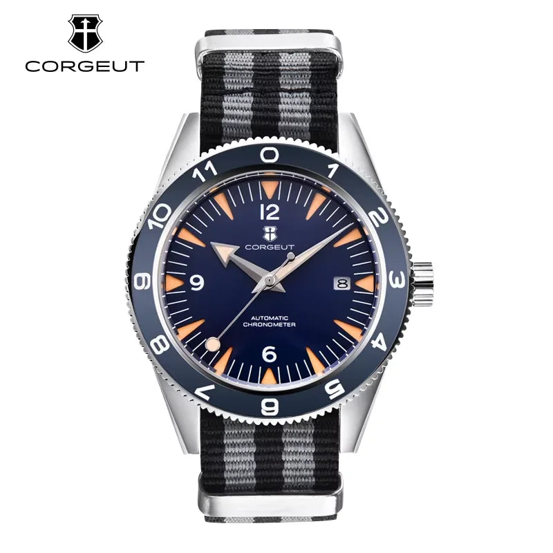 41MM Sapphire Glass 100m Waterproof Japan  Automatic Luminous Mens Watch Nylon Strap