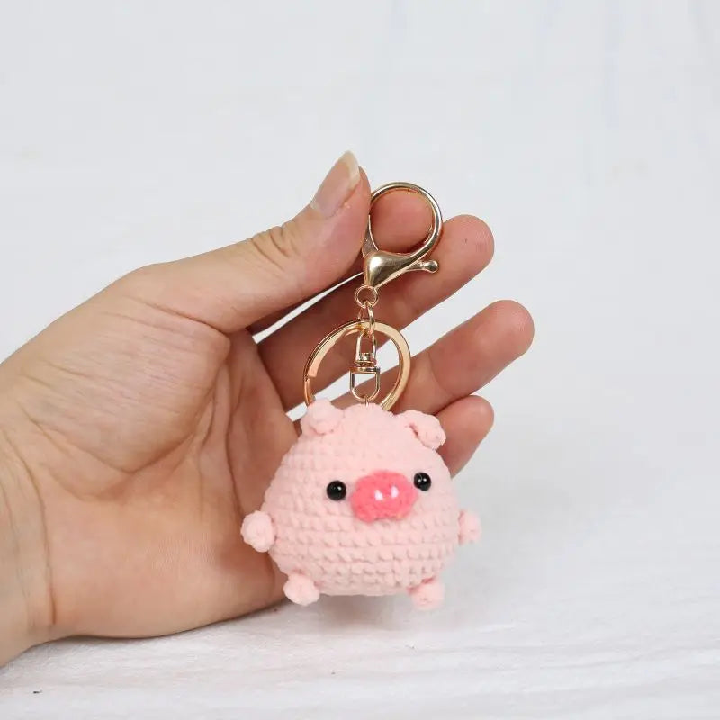 Cute Bear Couple Crochet Keychain Set Mini Animal Doll Charm