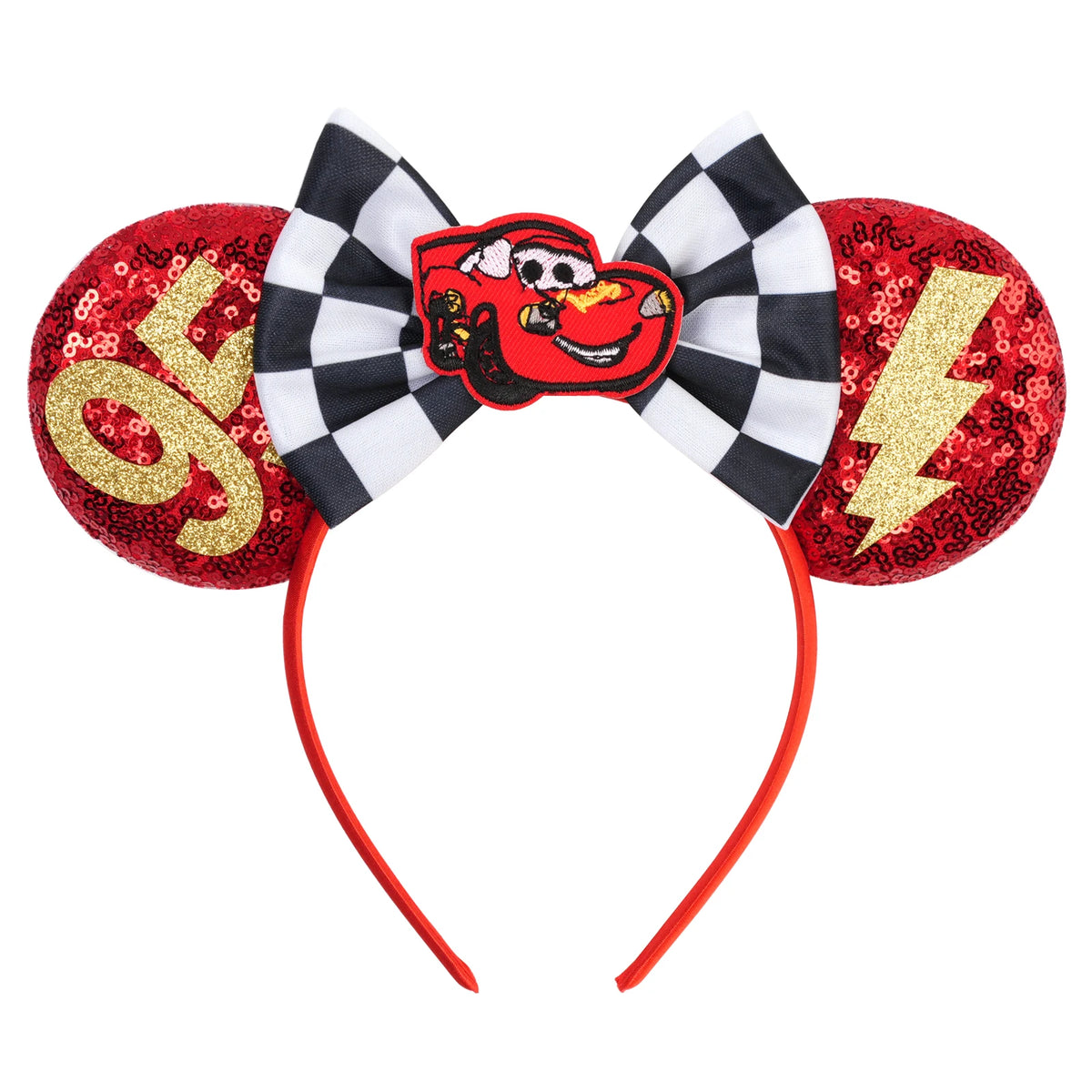 Disney Pixar Cars Kawaii Ear Headbands for Adults Lightning McQueen Hairband Cars on The Road Headwear Girl Bow Hair Accessories