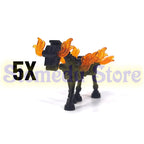 5PCS MOC Halloween Skeleton Army Mini Doll Ghost Building Block DIY Assembly Character Doll Horse Ornaments Figure Gift for Kids