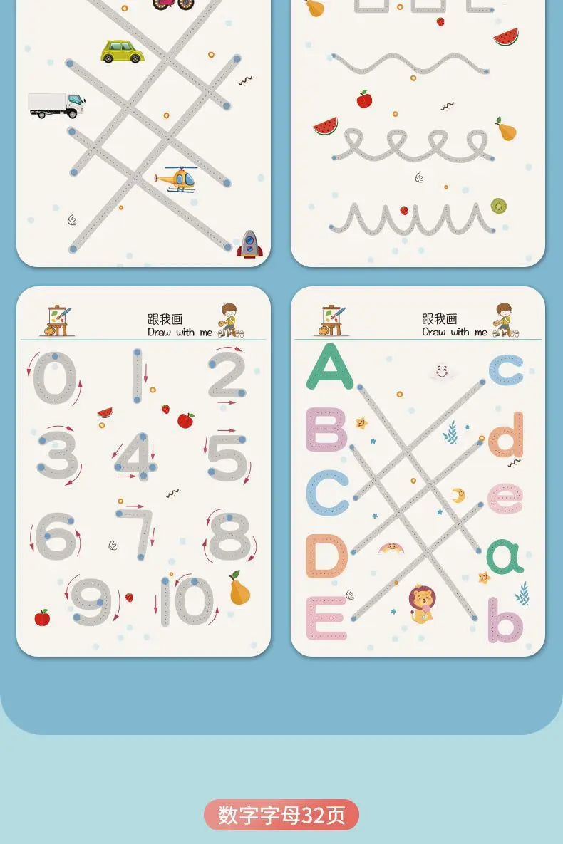 Montessori Reusable Tracing Workbook for Kids Handwriting Practice