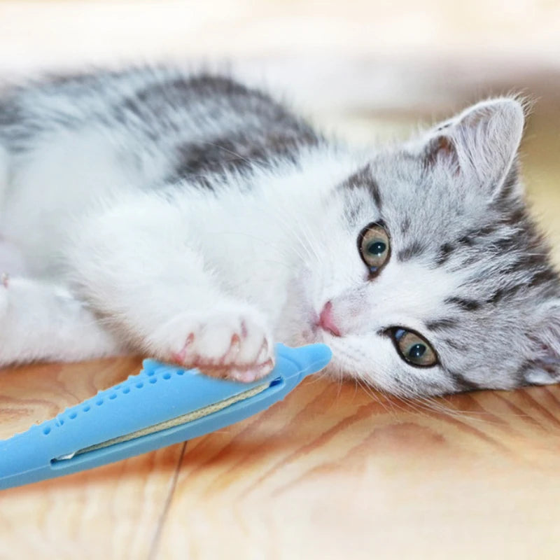 Silicone Fish Cat Toothbrush Toy for Interactive Teeth Cleaning Play