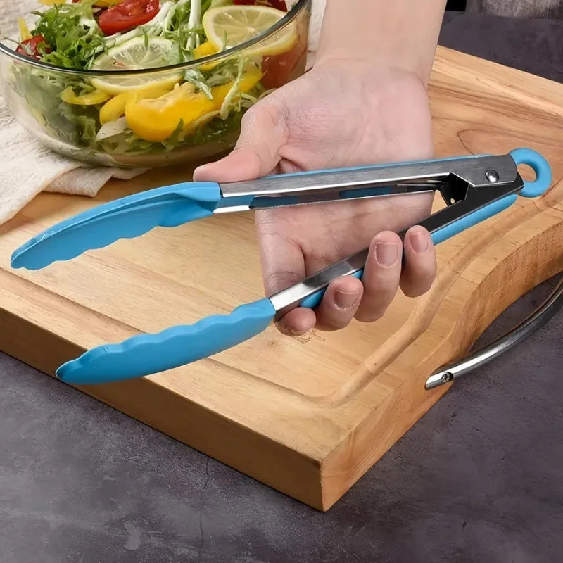 Anti-Slip Stainless Steel Cooking and Serving Tongs for Kitchen