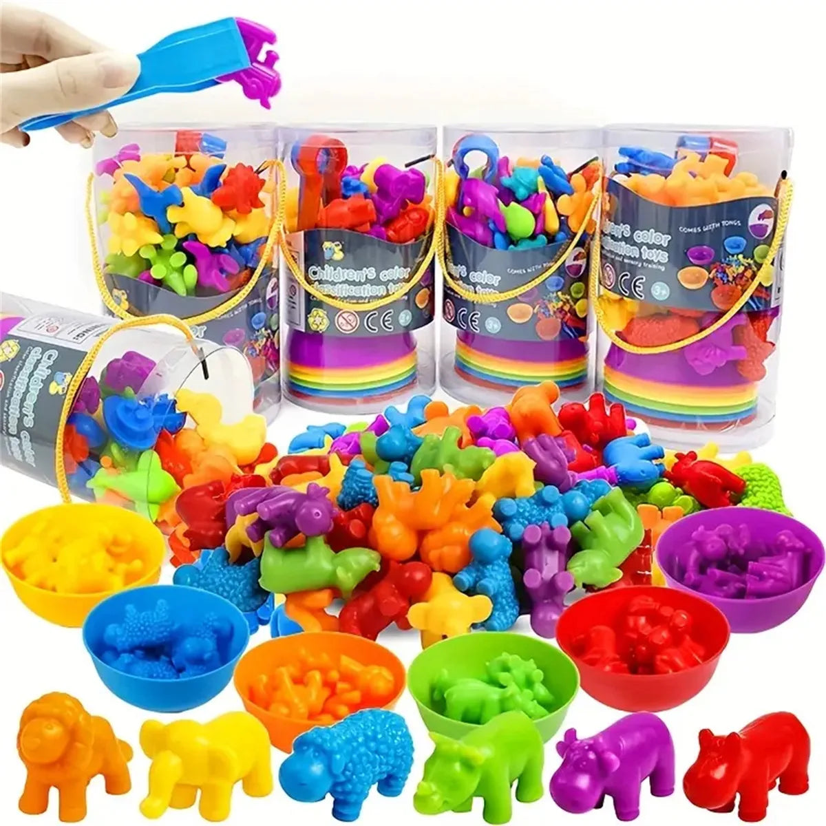 Children Counting and Sorting Toy with Pom Poms and Tweezers Set