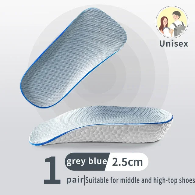 New Half Invisible Heighten Shoe Insoles Heel Insert Sport Cushion Height Increase EVA Memory Foam Heel Lifting 1.5/2.5/3.5CM
