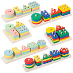 Montessori Wooden Color & Shape Matching Building Blocks