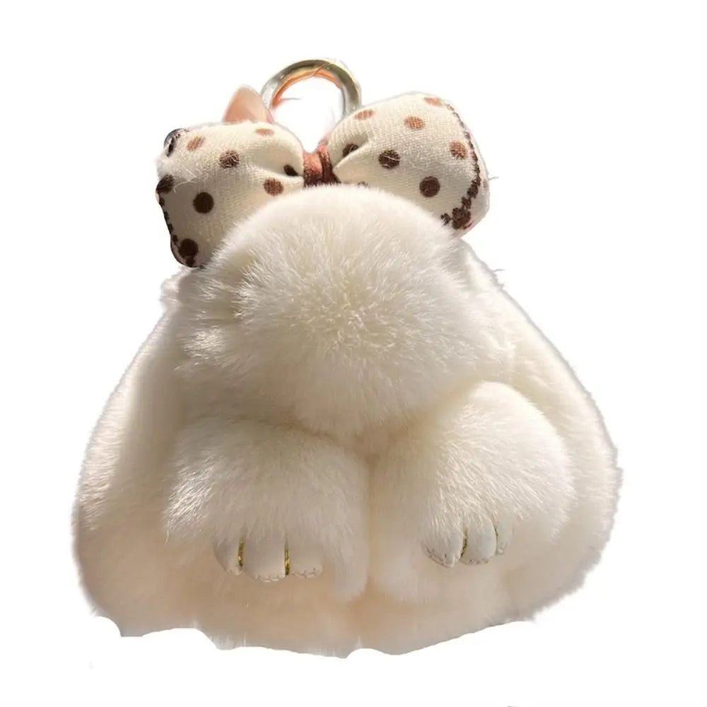 Cute Rabbit Bow Plush Keychain Bag Charm Gift for Girls and Women