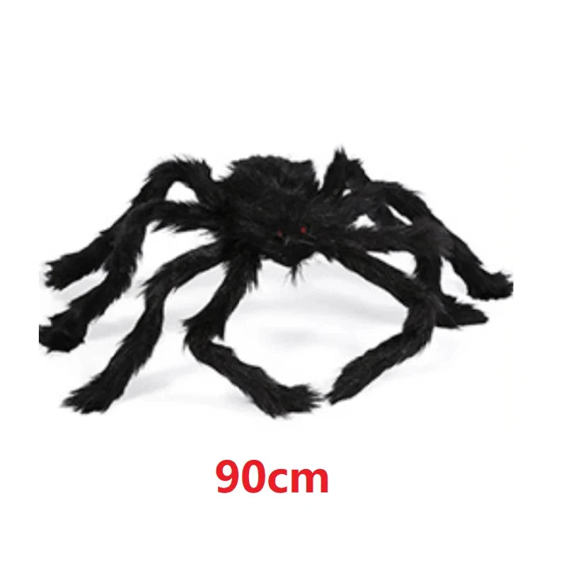30/90/150cm Halloween Black Scary Giant Spider Huge Spider Web Halloween Decor Home Bar Haunted House Prop Holiday Outdoor Decor