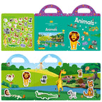 Reusable Cartoon Sticker Book for Kids Multiple Scenos DIY Puzzle Game Educational Learning Classic Toys for Child Age 2-4 Gifts