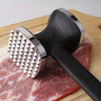 Heavy Duty Stainless Steel Meat Tenderizer Hammer – Rubber Grip Steak Mallet Tool