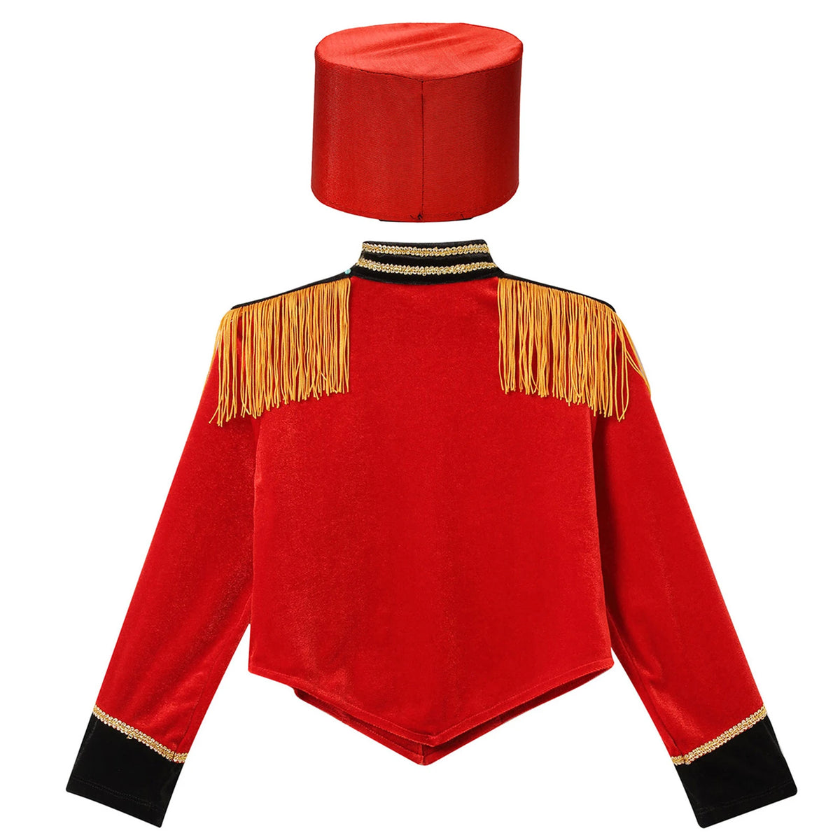 Girls Boys Halloween Nutcrackers Costume Set Drum Trumpet Team Tassel Jacket Coat Hat for Drummer Performance Circus Ringmaster