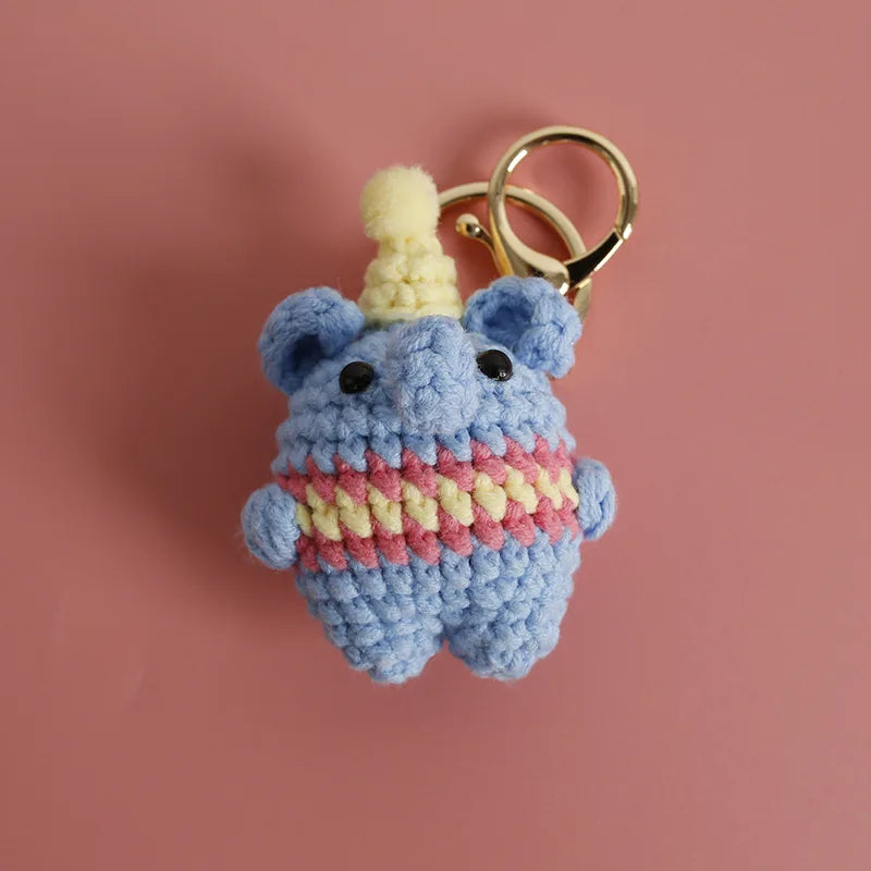 Cute Bear Couple Crochet Keychain Set Mini Animal Doll Charm