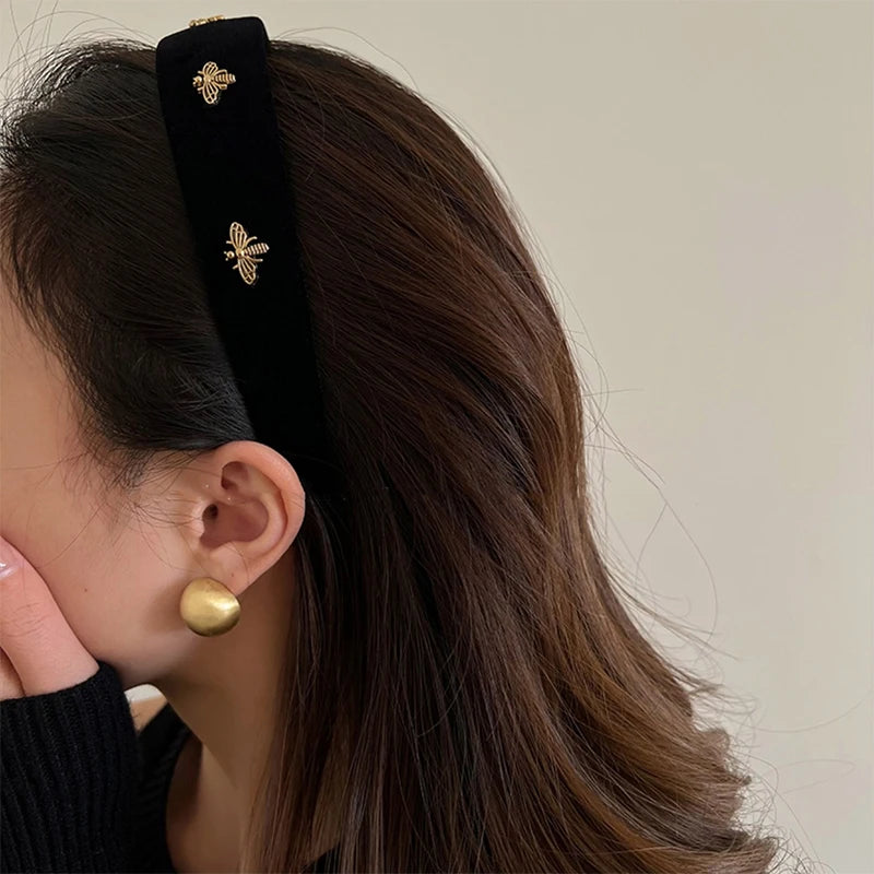 1PC Retro Hair Hoop Temperament Bee Wide Hair Hoop Hairbands For Women Girls French Versatile Fashion Headband Hair Accessories
