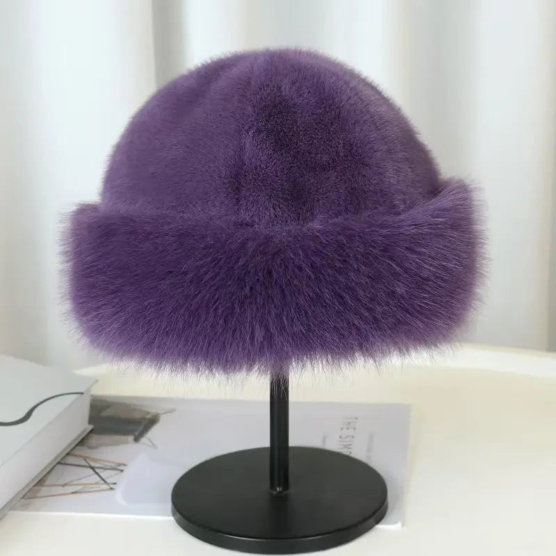 Plush Warm Mongolian Fur Winter Hat with Ear Protection