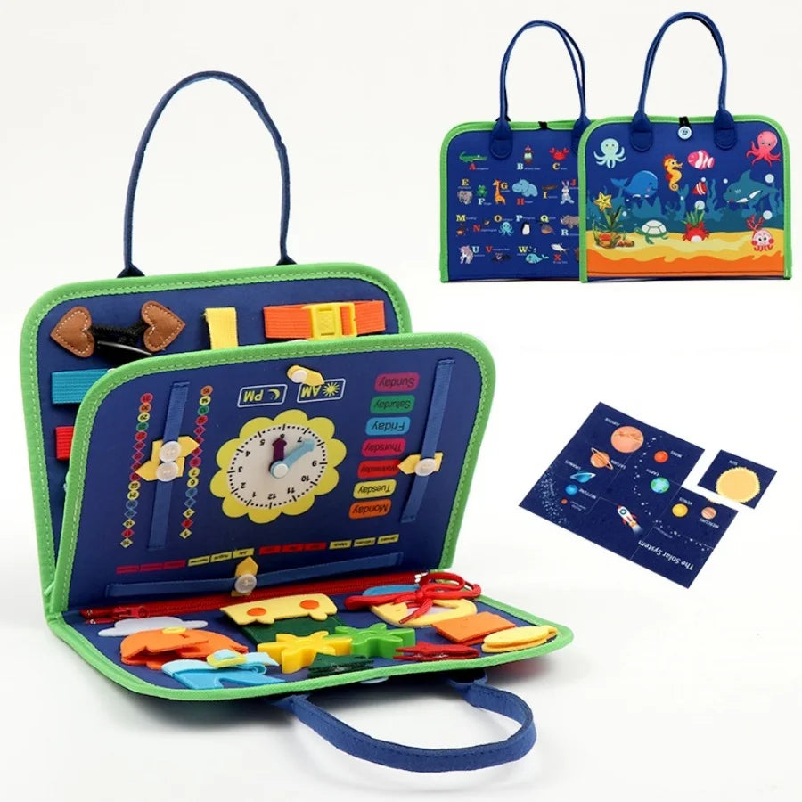 Montessori Busy Board Sensory Learning Toy for Preschool Kids
