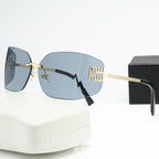 Frameless Square Cut Edge One-Piece Sunglasses UV400 Women Street Style