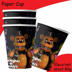 FNAF Five Nights Freddyed Birthday Party Decorations Kids Disposable Tableware Cup Plate Napkin Straw Baby Shower Supplies Event
