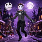 Kids Jack Skellington Cosplay Costume The Nightmare Before Christmas Boys Striped Outfit  Halloween Party Fancy Dress Up Set