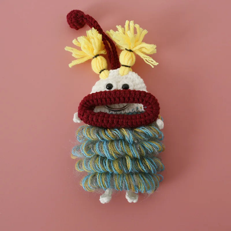 Funny Crochet Sausage Mouth Keychain Key Holder Pouch