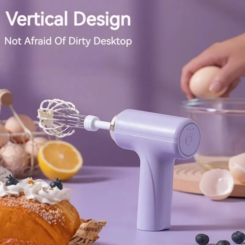 Wireless Electric Food Mixer – 3-Speed Portable Egg Beater & Frother