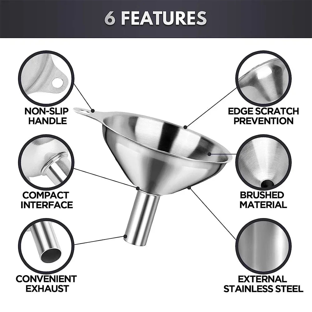 3–5 Pcs Stainless Steel Kitchen Funnel Set – Food Grade Bottle Filling & Spice Transfer Tool