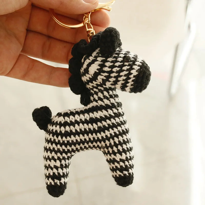 Funny Zebra Crochet Keychain Sheep Animal Bag Charm