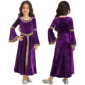 Girls Medieval Renaissance Princess Costume Velvet Long Flare Sleeve Vintage Dress Gown Carnival Party Cosplay Dress Up