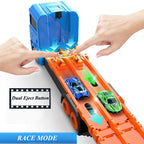 Large Car Transporter Truck with Folding Race Track & Alloy Cars