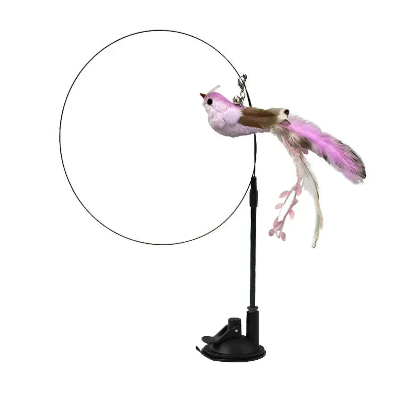 Peacock Bird Cat Teaser Wand for Interactive Hunting and Play